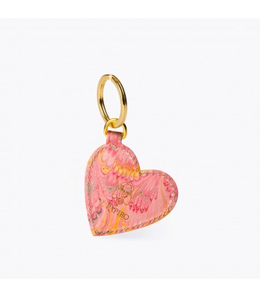 Marbled Cotton Paper Heart Key Ring