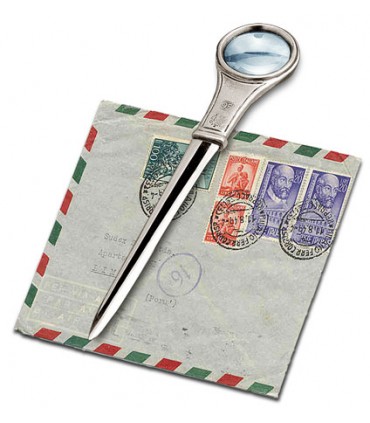 Italian Pewter Letter Opener w Magnifying Glass