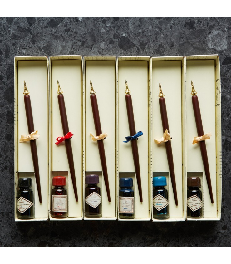 [Various Colours] Wooden Quill Set Colour Red