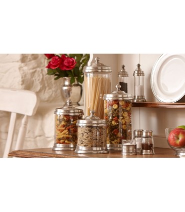 Italian Pewter & Glass Canister