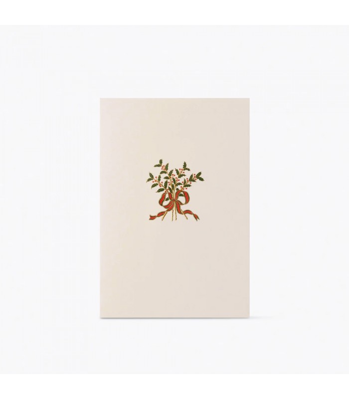 Hand Embossed Christmas Holly Card