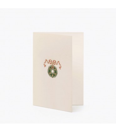 Hand Embossed Christmas Wreath (small) Card