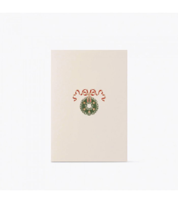 Hand Embossed Christmas Wreath (small) Card