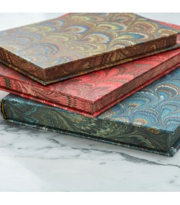 Marbled Edges Journal - Red Peacock [Unlined &Various Sizes]