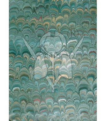 Green Peacock Marbled Paper