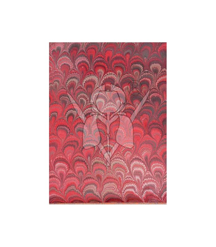 Red Peacock Marbled Paper