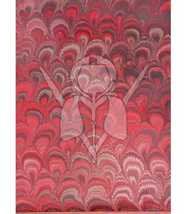 Red Peacock Marbled Paper