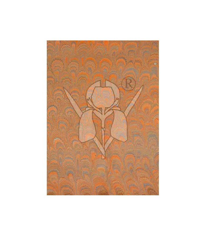 Apricot Peacock Marbled Paper