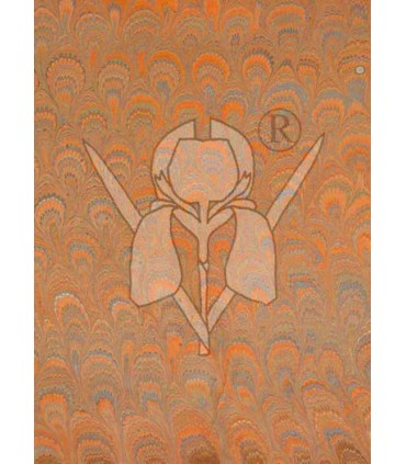 Apricot Peacock Marbled Paper