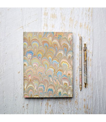 Beige Peacock Marble Journal [Unlined & Various Sizes]
