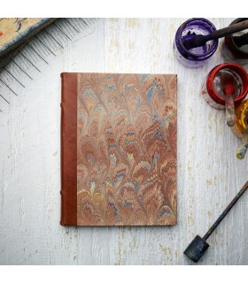 Brown Marble Journal with Leather Spine [Unlined &Various Sizes]