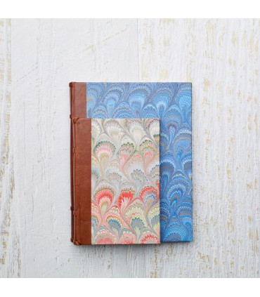 Pink Marble Journal with Leather Spine [Unlined & Various Sizes]