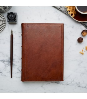 Traditional Brown Leather Journal with Border Tooling [Unlined & Various Sizes]