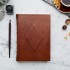 [Various Sizes] Traditional Brown Leather Journal with Diamond Tooling