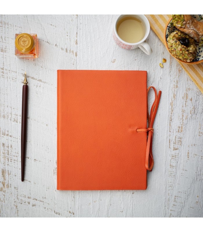 Orange Soft Leather Journal with Tie [Unlined & Various Sizes]