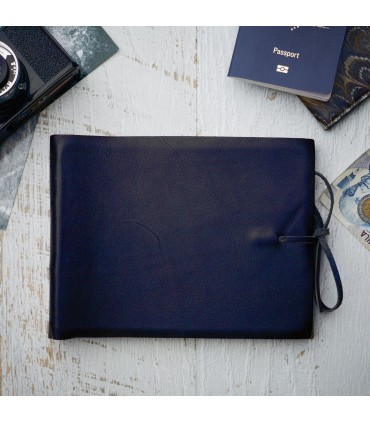 [Various Sizes] Blue Soft Leather Album with Tie