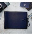 [Various Sizes] Blue Soft Leather Album with Tie