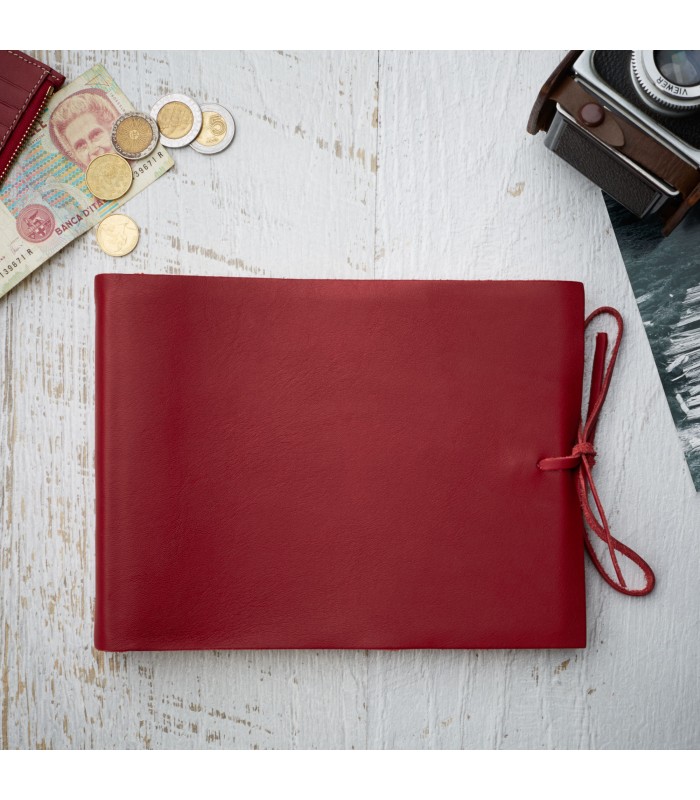 [Various Sizes] Burgandy Soft Leather Album with Tie