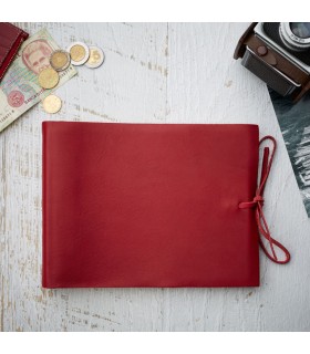 [Various Sizes] Red Soft Leather Album with Tie