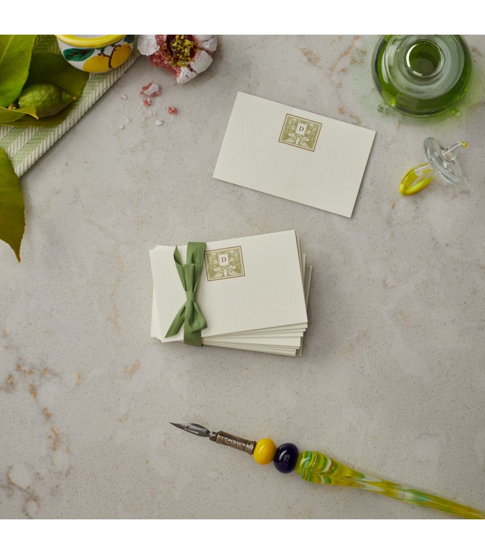 Green Monogrammed Business Card