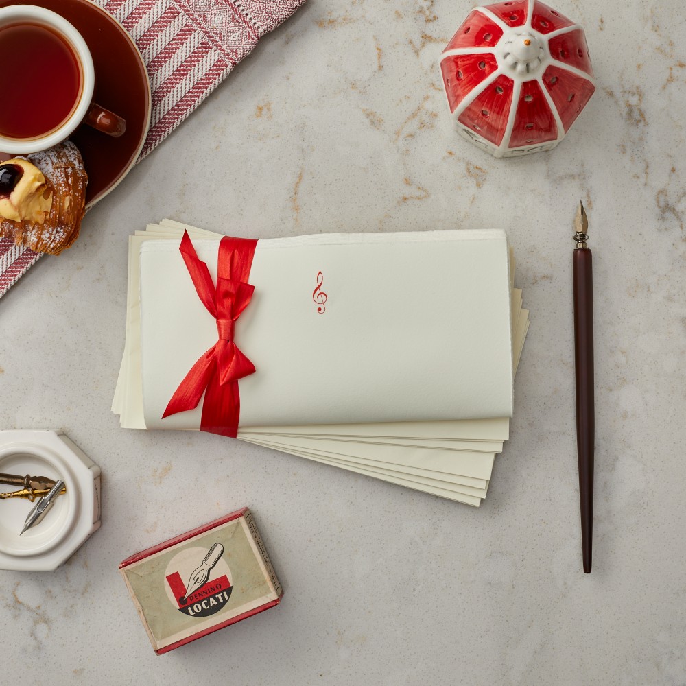 Deckle Edge Treble Clef Paper and Envelope